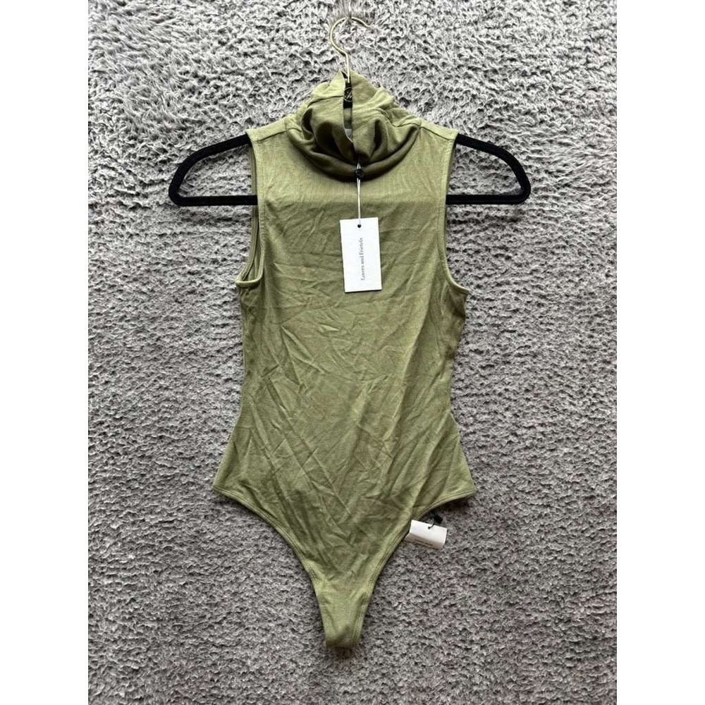 NWT Lovers‎ and Friends Blythe Ribbed Jersey Bodysuit Olive Green Womens Size S